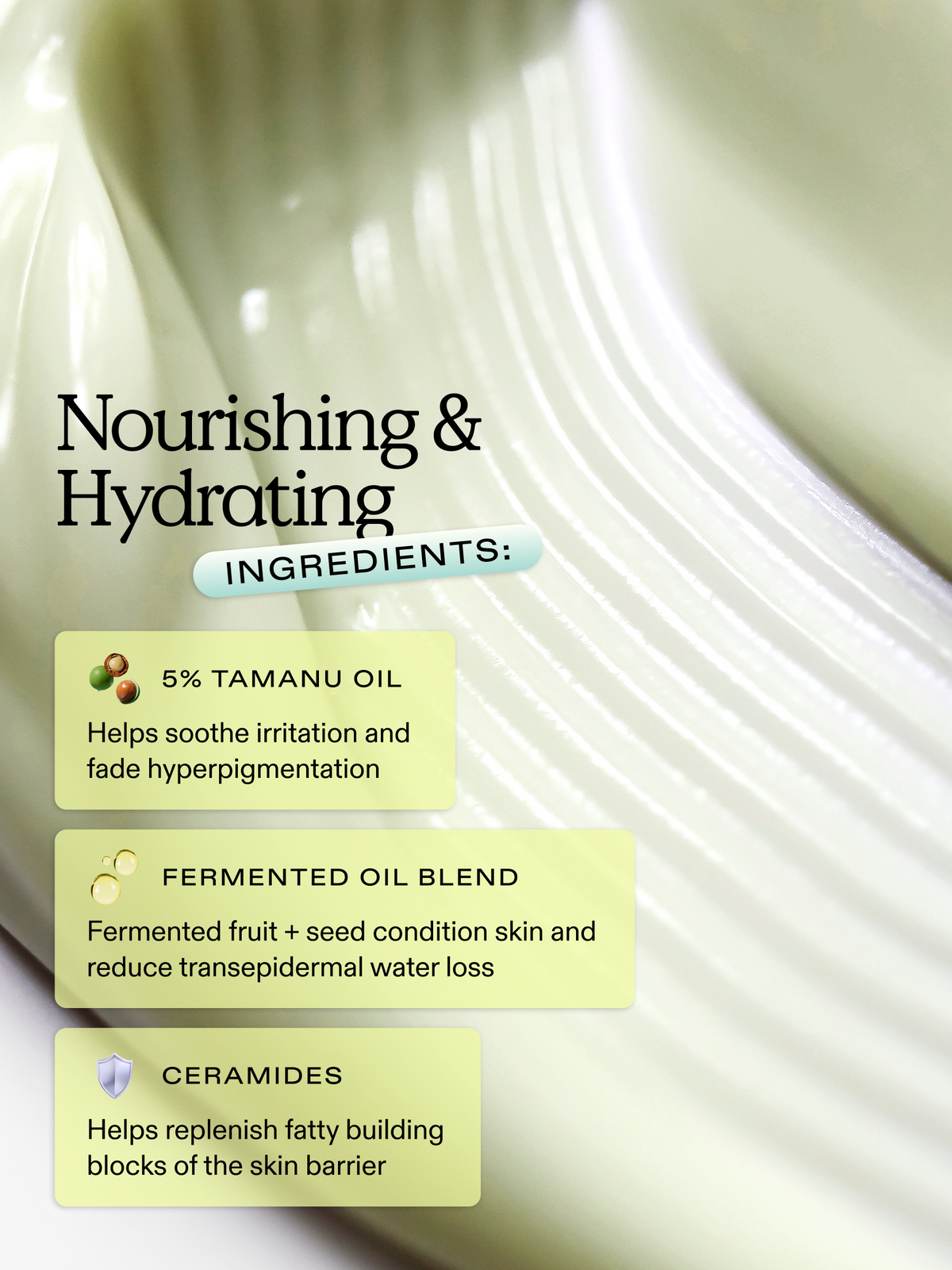 Great Body Relief is formulated with nourishing & hydrating ingredients such as 5% tamanu oil, fermented oil blend, and ceramides
