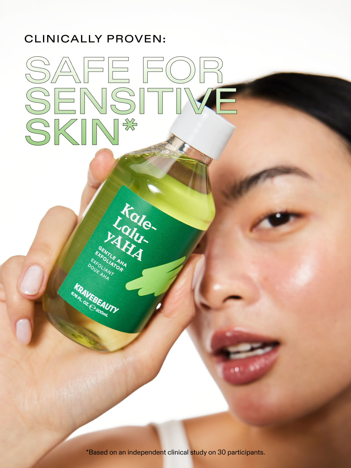 Kale-Lalu-yAHA exfoliator is clinically proven to be safe for sensitive skin