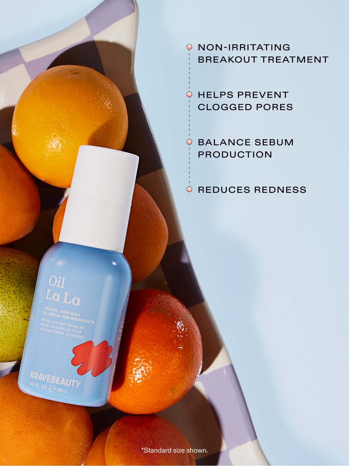 Oil La La is a non-irritating breakout treatment that helps prevent clogged pores, balance sebum production and reduces redness